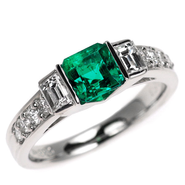Pt900 エメラルド ダイヤモンド リング 0.93ct D0.58ct