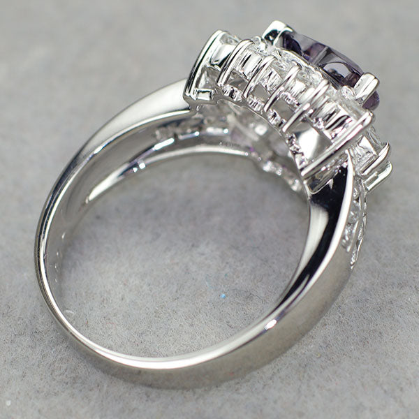 Pt900 ハートシェイプパープルサファイア ダイヤモンド リング 2.057ct D0.82ct