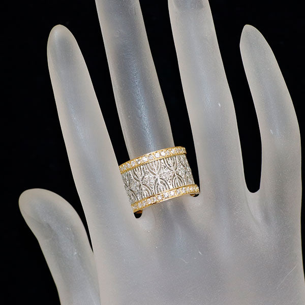 Pt900/K18YG ダイヤモンド リング 1.62ct アンティークレース 透かし