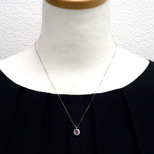 Pt900/ Pt850 ルビー ダイヤモンド ペンダントネックレス 0.50ct D0.26ct