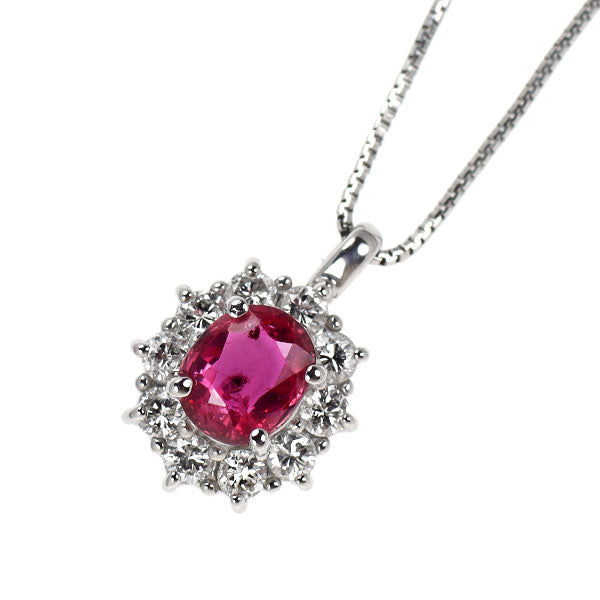 Pt900/ Pt850 ルビー ダイヤモンド ペンダントネックレス 0.50ct D0.26ct