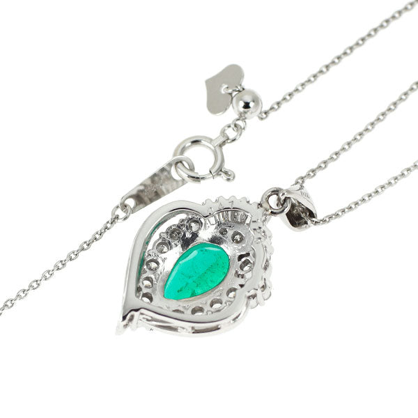 Pt900/K18WG エメラルド ダイヤモンド ペンダントネックレス 1.26ct D0