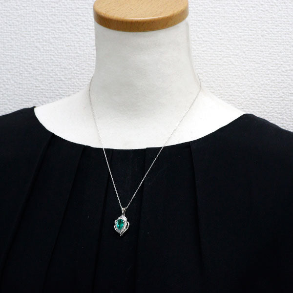 Pt900/K18WG エメラルド ダイヤモンド ペンダントネックレス 1.26ct D0