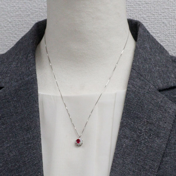 Pt900/ Pt850 ルビー ダイヤモンド ペンダントネックレス 0.59ct D0.27ct