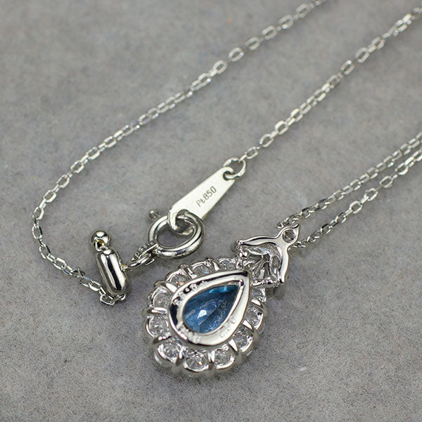 Pt900/ Pt850 アクアマリン ダイヤモンド ペンダントネックレス 0.59ct D0.50ct