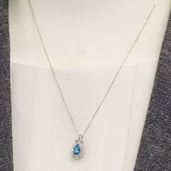 Pt900/ Pt850 アクアマリン ダイヤモンド ペンダントネックレス 0.59ct D0.50ct