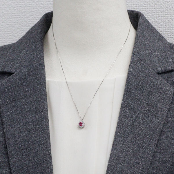 Pt900/ Pt850 ルビー ダイヤモンド ペンダントネックレス 0.60ct D0.27ct