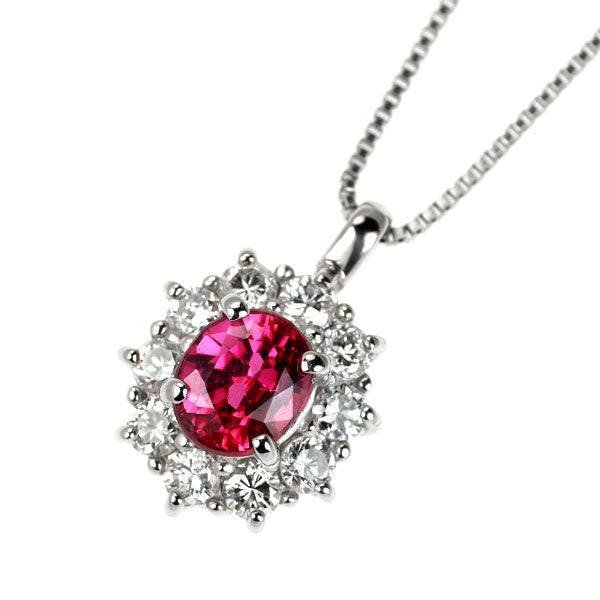 Pt900/ Pt850 ルビー ダイヤモンド ペンダントネックレス 0.60ct D0.27ct