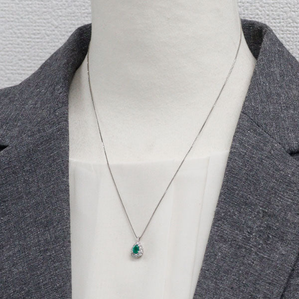 Pt900/ Pt850 エメラルド ダイヤモンド ペンダントネックレス 0.330ct D0.23ct