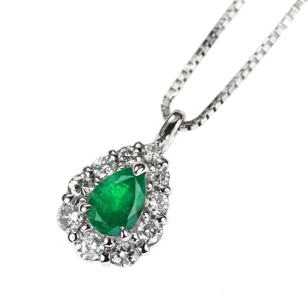 Pt900/ Pt850 エメラルド ダイヤモンド ペンダントネックレス 0.330ct D0.23ct