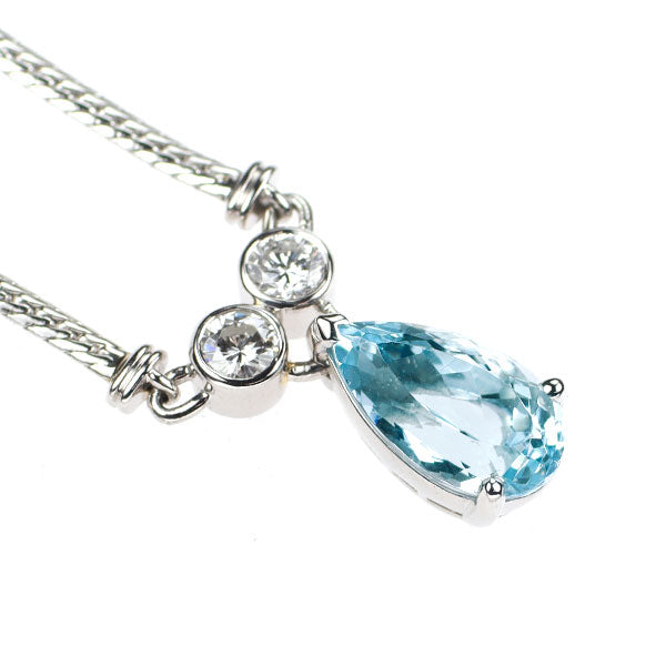 Pt900/ Pt850 アクアマリン ダイヤモンド ペンダントネックレス 2.81ct D0.34ct