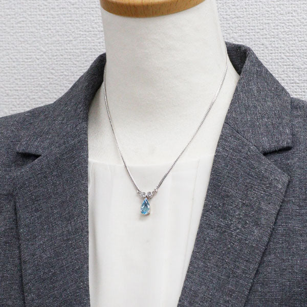Pt900/ Pt850 アクアマリン ダイヤモンド ペンダントネックレス 2.81ct D0.34ct