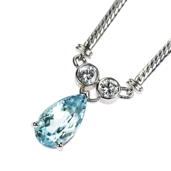 Pt900/ Pt850 アクアマリン ダイヤモンド ペンダントネックレス 2.81ct D0.34ct