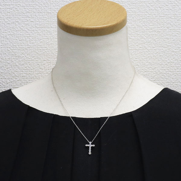 ポンテヴェキオ K18WG ダイヤモンド ペンダントネックレス 0.50ct クロス