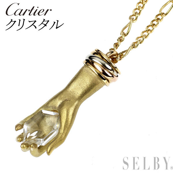 カルティエ K18YG/WG/PG クリスタル ペンダントネックレス ヴィンテージ品