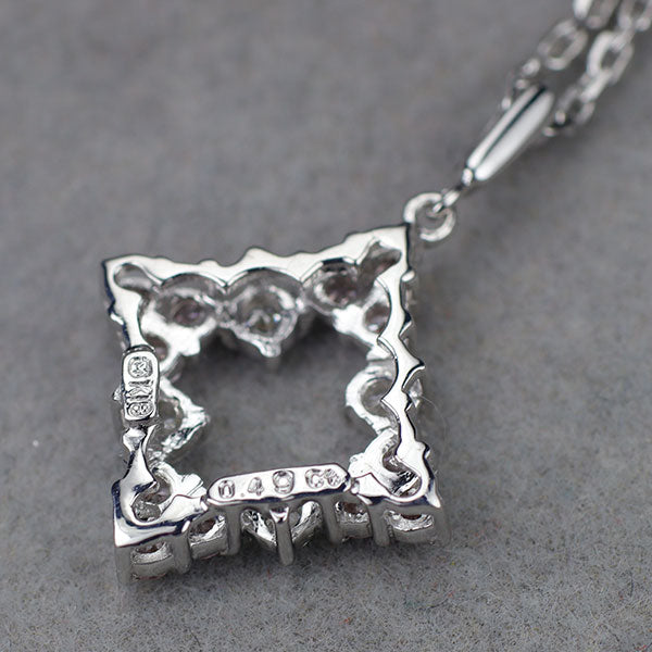 ミキモト K18WG 天然ピンク/カラーレスダイヤモンド ペンダントネックレス D0.49ct