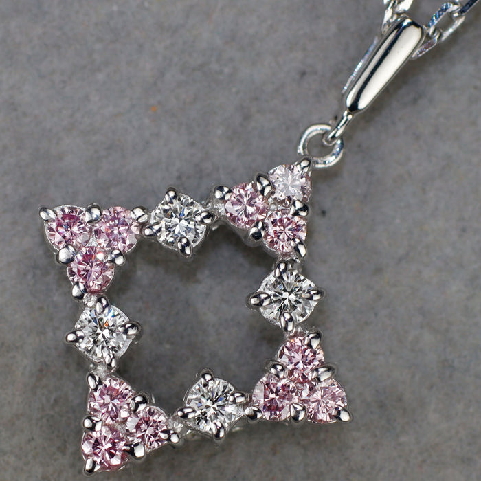 ミキモト K18WG 天然ピンク/カラーレスダイヤモンド ペンダントネックレス D0.49ct