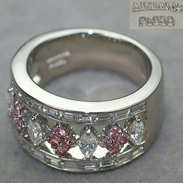 ミキモト Pt950 天然ピンク/カラーレス ダイヤモンド リング D1.87ct