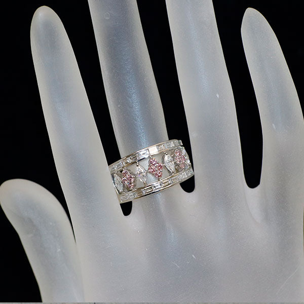 ミキモト Pt950 天然ピンク/カラーレス ダイヤモンド リング D1.87ct