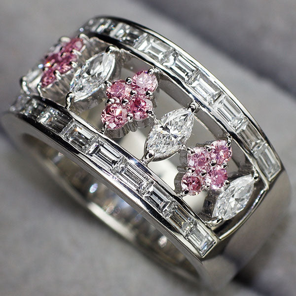 ミキモト Pt950 天然ピンク/カラーレス ダイヤモンド リング D1.87ct