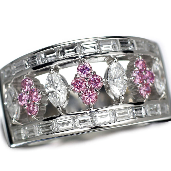 ミキモト Pt950 天然ピンク/カラーレス ダイヤモンド リング D1.87ct