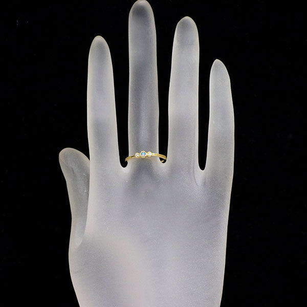 アガット K18YG オパール ダイヤモンド リング D0.28ct