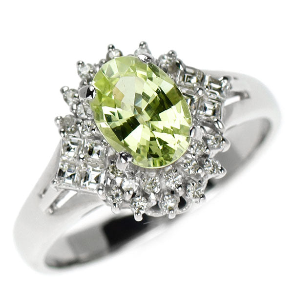 Pt900 クリソベリル ダイヤモンド リング 1.04ct D0.27ct