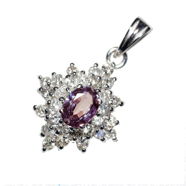 希少 K18WG アレキサンドライト ダイヤモンド ペンダントトップ 0.25ct D0.32ct