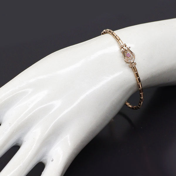 K18PG ピンクサファイア ダイヤモンド ブレスレット 0.08ct D0.03ct 伸縮式
