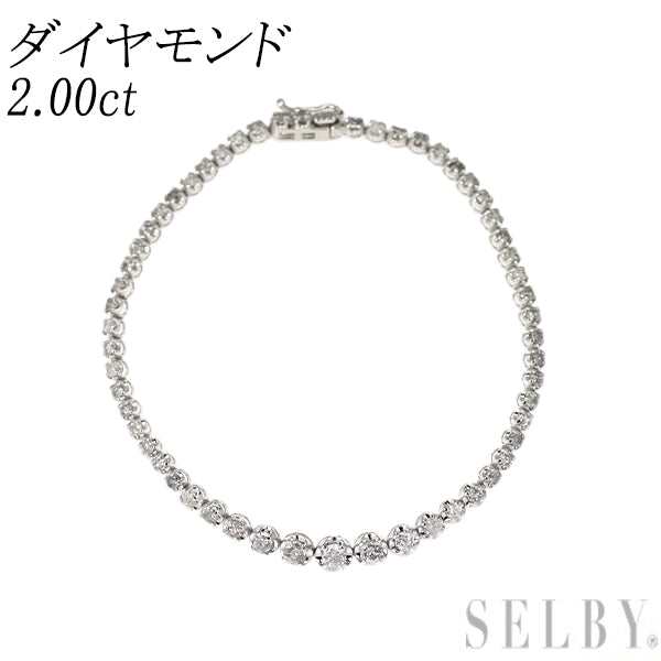 K18WG ダイヤモンド ブレスレット 2.00ct テニス