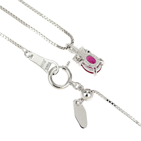 Pt900/ K18WG ルビー ダイヤモンド ペンダントネックレス 0.52ct D0.10ct