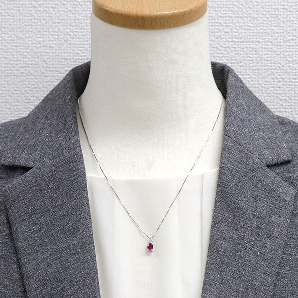 Pt900/ K18WG ルビー ダイヤモンド ペンダントネックレス 0.52ct D0.10ct