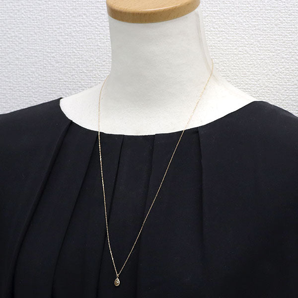 アガット/agete K10YG ローズカットペアシェイプ ダイヤモンド ペンダントネックレス 0.56ct ロング 72cm