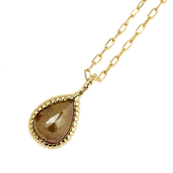 アガット/agete K10YG ローズカットペアシェイプ ダイヤモンド ペンダントネックレス 0.56ct ロング 72cm