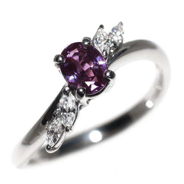 希少 Pt900 ブラジル産アレキサンドライト ダイヤモンド リング 0.49ct D0.16ct