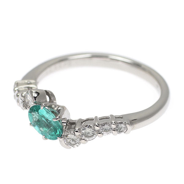 希少 Pt900 ブラジル産パライバ トルマリン ダイヤモンド リング 0.39ct D0.33ct