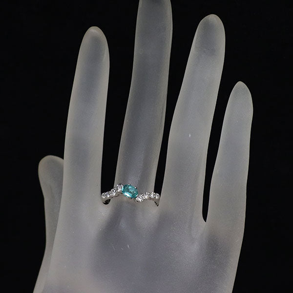 希少 Pt900 ブラジル産パライバ トルマリン ダイヤモンド リング 0.39ct D0.33ct