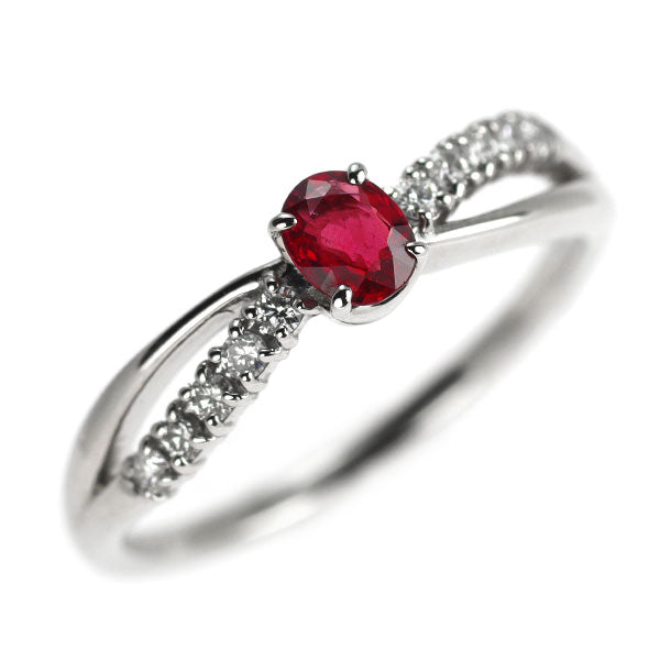Pt950 ルビー ダイヤモンド リング 0.27ct D0.12ct