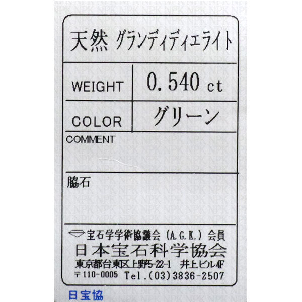 希少 Pt900/ Pt850 グランディディエライト ダイヤモンド ペンダントネックレス 0.540ct D0.22ct