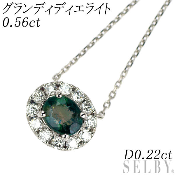 希少 Pt900/ Pt850 グランディディエライト ダイヤモンド ペンダントネックレス 0.540ct D0.22ct
