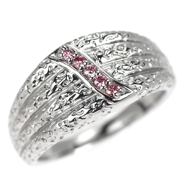希少 Pt900 天然ピンクダイヤモンド リング 0.08ct