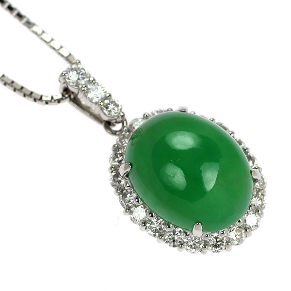 Pt900/ Pt850 翡翠 ダイヤモンド ペンダントネックレス 7.35ct D0.80ct