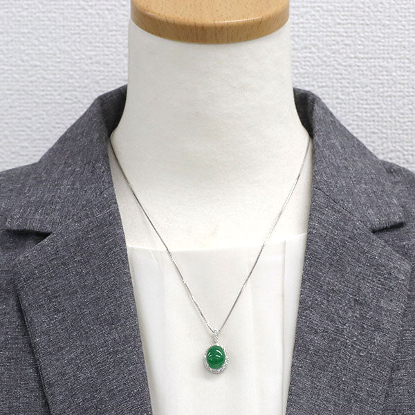 Pt900/ Pt850 翡翠 ダイヤモンド ペンダントネックレス 7.35ct D0.80ct