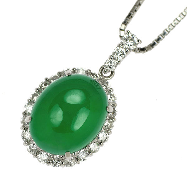 Pt900/ Pt850 翡翠 ダイヤモンド ペンダントネックレス 7.35ct D0.80ct