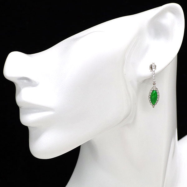 K18WG 樹脂含浸なし 翡翠/ヒスイ ダイヤモンド ピアス 2.767ct D0.77ct