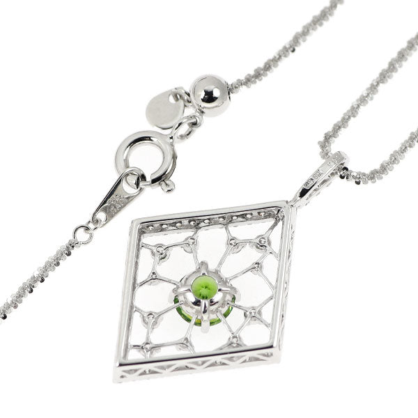 希少 K18WG デマントイドガーネット ダイヤモンド ペンダントネックレス 0.78ct D0.46ct