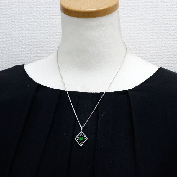 希少 K18WG デマントイドガーネット ダイヤモンド ペンダントネックレス 0.78ct D0.46ct