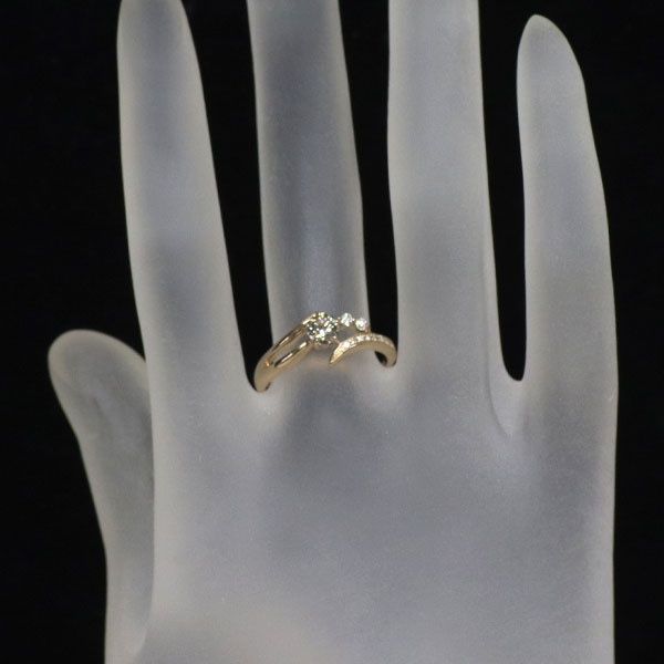 K18PG ダイヤモンド リング 0.356ct D0.09ct