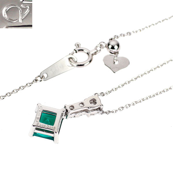 クレサンベール K18WG 再結晶エメラルド ダイヤモンド ペンダントネックレス 0.65ct D0.15ct