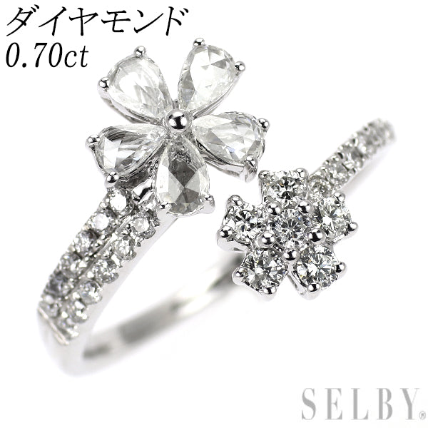 K18WG ダイヤモンド フォークリング 0.70ct フラワー